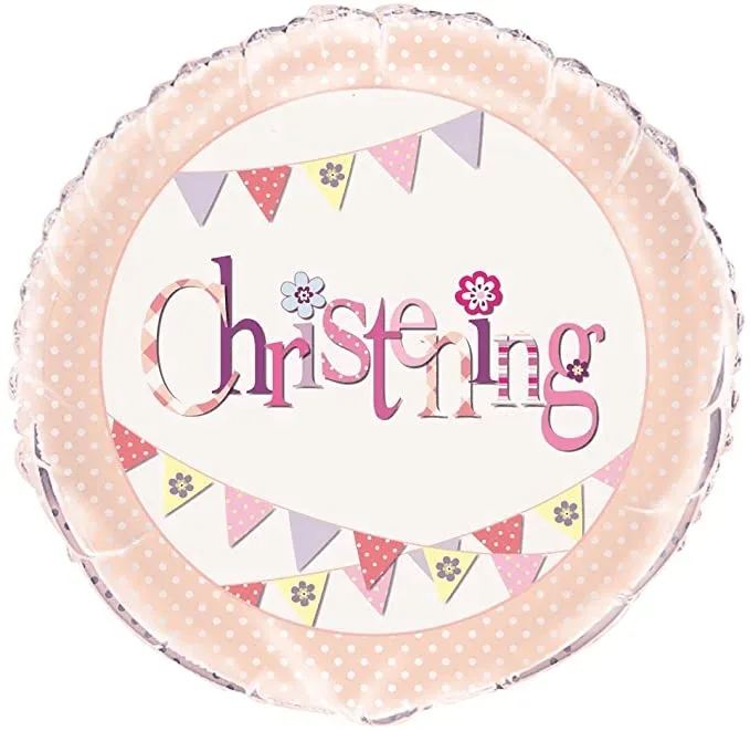 Pink Christening Bunting Balloon - 18" Foil
