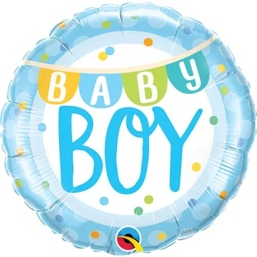 18 INCH BABY BOY BANNER & DOTS FOIL BALLOON