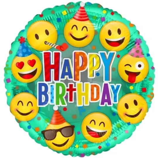 18 Inch Birthday happy Faces Eco Foil Balloon