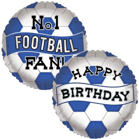 18 Inch Birthday No.1 Football Fan blue White Foil Everton & Leicester Balloon