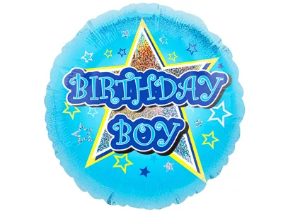 18 Inch Circle Foil Balloon - blue Star Birthday Boy