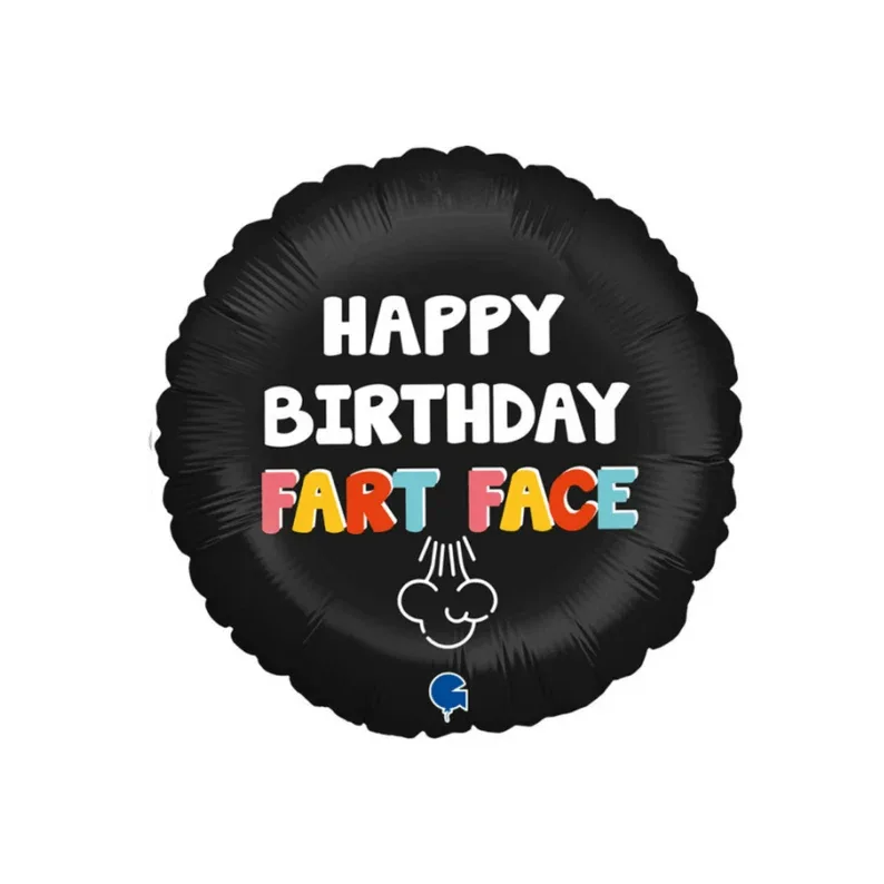 happy Birthday Fart Face 18" Round Foil Balloon