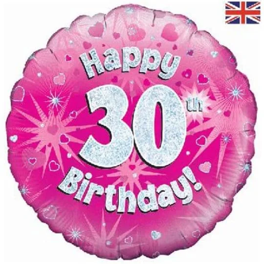 18 Inch happy 30th Birthday Pink Foil Balloon
