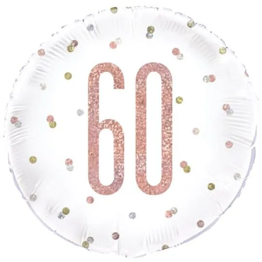 18 Inch 60th Birthday Glitz Rose gold Foil Balloon