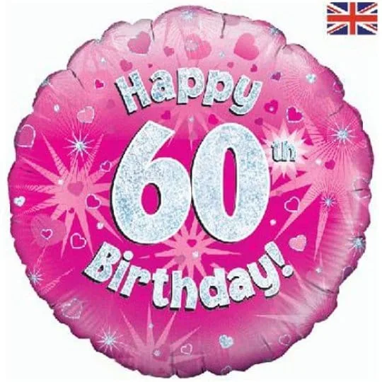 18 Inch happy 60th Birthday Pink Foil Balloon