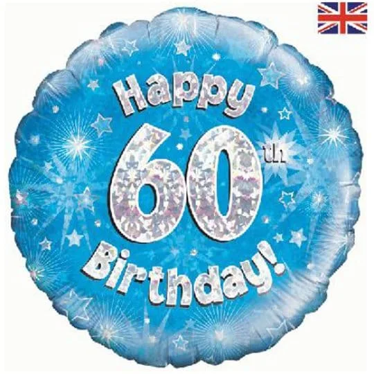 18 Inch happy 60th Birthday blue Foil Balloon