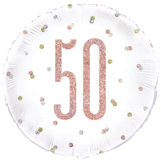 18 Inch 50th Birthday Glitz Rose gold Foil Balloon