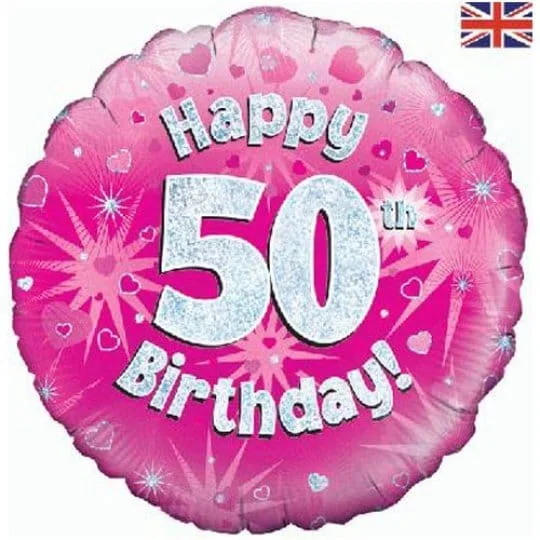 18 Inch happy 50th Birthday Pink Foil Balloon
