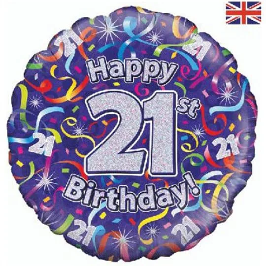 18 Inch 21st Birthday Streamers 21st Foil Balloon