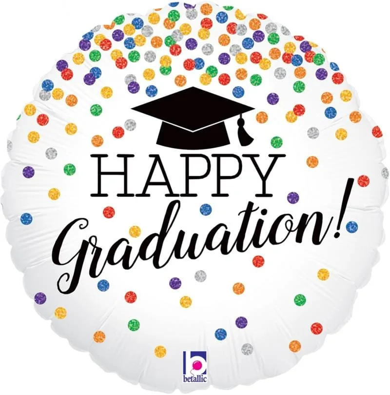 happy Graduation Confetti Holographic 18" Foil | Helium Balloon