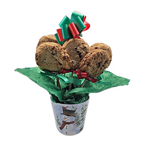 Winter Snowman Cookie Pot Bouquet (1/2 Dozen)