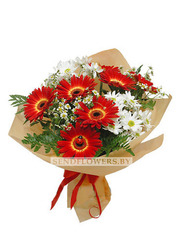 Flowers Bouquet Hand-tied "Red& White Dream"
