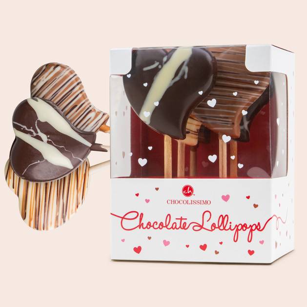 Chocolate heart lollipops
