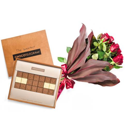 Rose Wishes Bouquet and Chocotelegram I Love You So Much