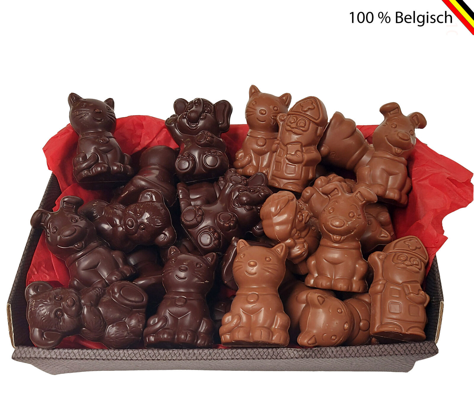Saint Nicholas basket 2025 with 30 Callebaut chocolate figures