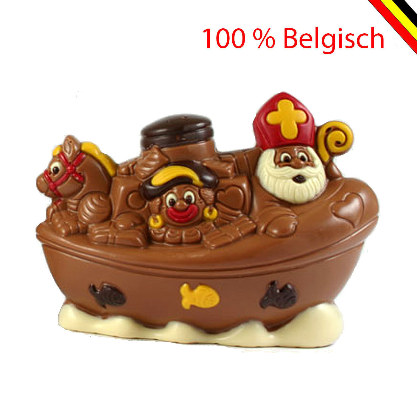 Decorated Saint Nicholas Steamboat - Luxury Callebaut Chocolate Gift