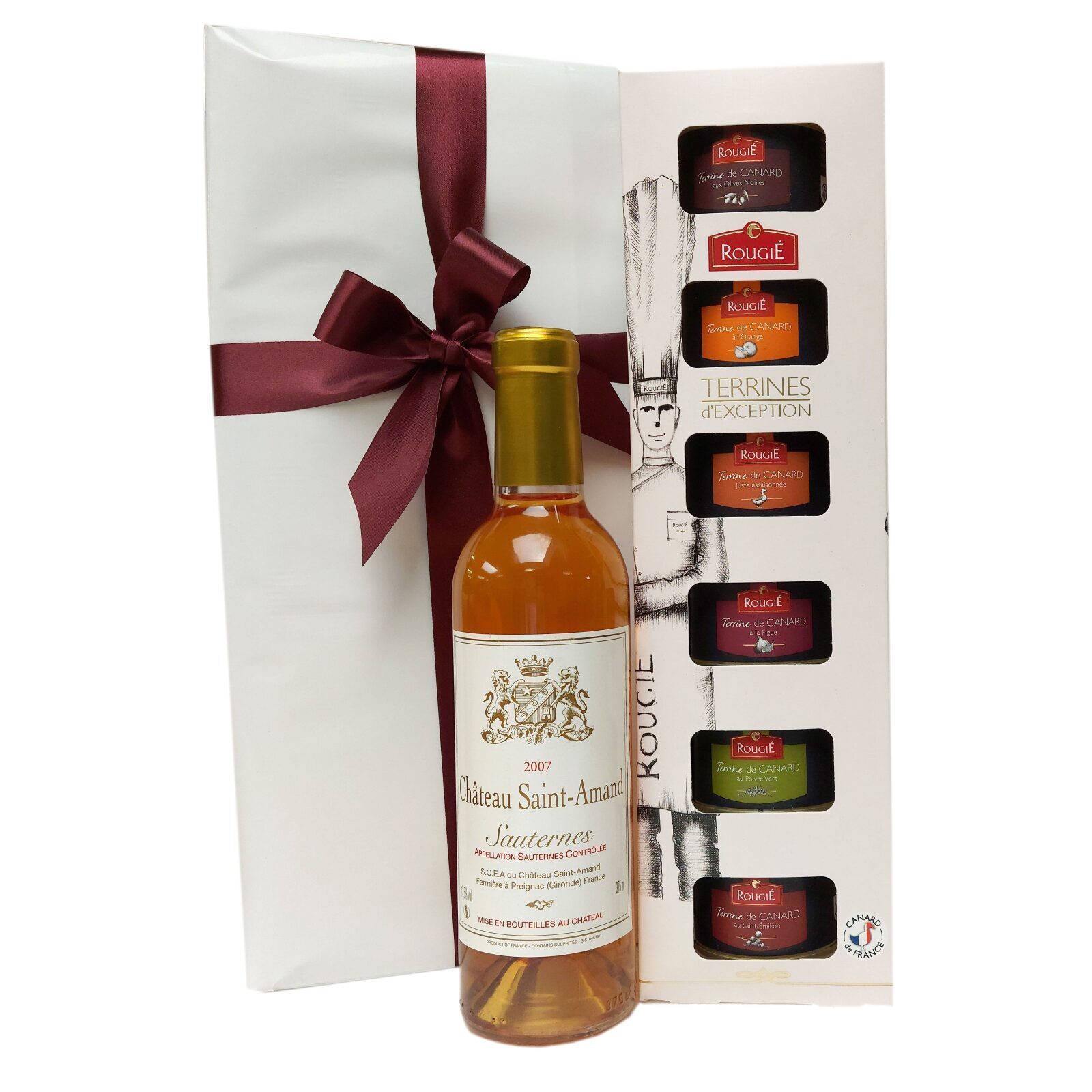 Sweet Sauternes wine and savory terrines