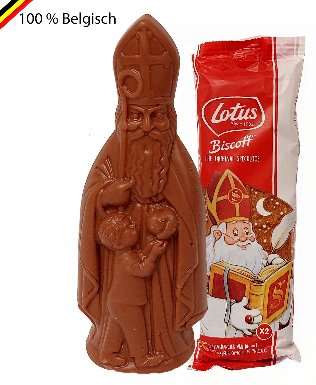 Belgian Callebaut chocolate Sint 15 cm and Lotus Biscoff