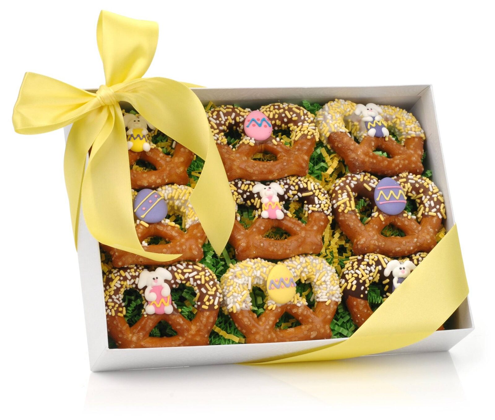 Easter Chocolate Dipped Pretzel Twists, Gift Box of 9