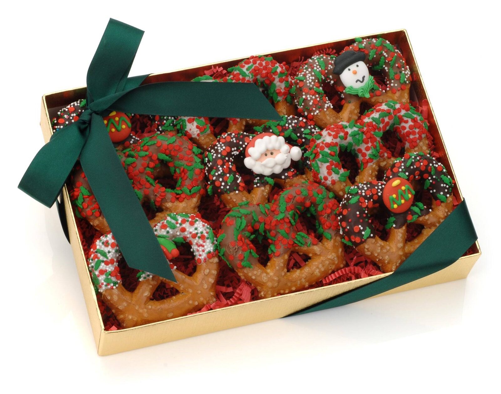 Christmas Chocolate Pretzel Twists, Box of 9