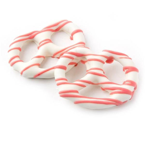 Chocolate Covered Pretzels with Pink Drizzle- 96 Count