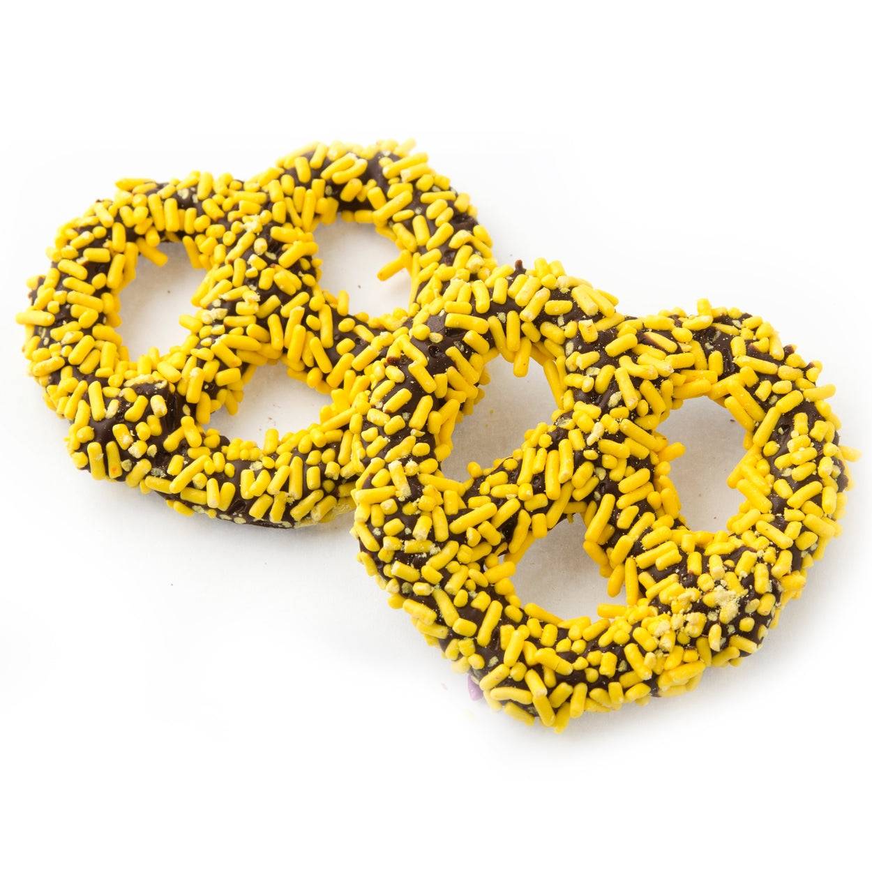 Chocolate Covered Pretzels with Yellow Sprinkles - 96 Count