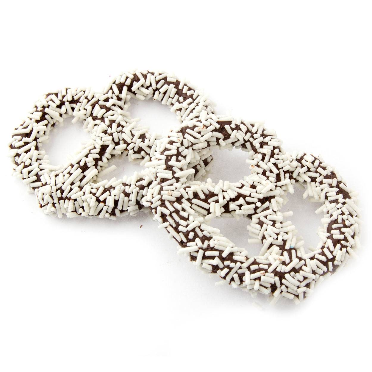 Chocolate Covered Pretzels with White Sprinkles - 96 Count