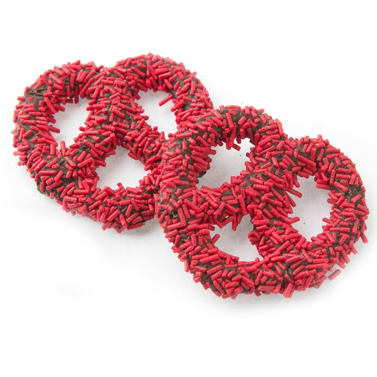 Chocolate Covered Pretzels with Red Sprinkles - 96 Count