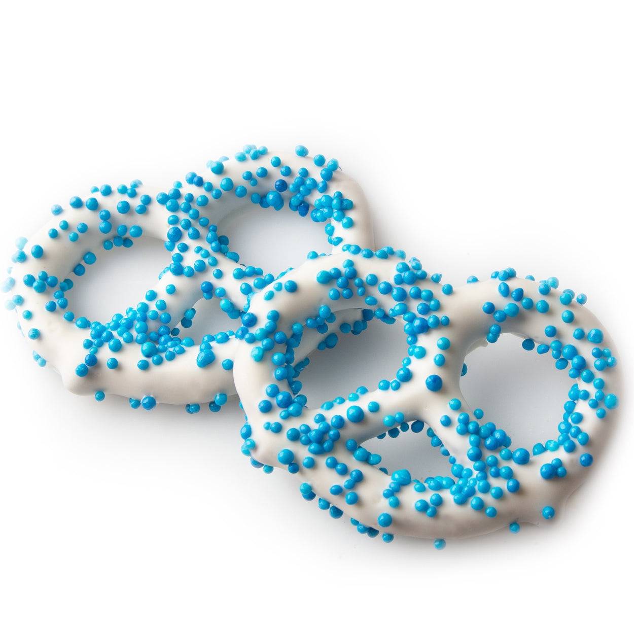 Chocolate Covered Pretzels with Blue Pearls - 96 Count