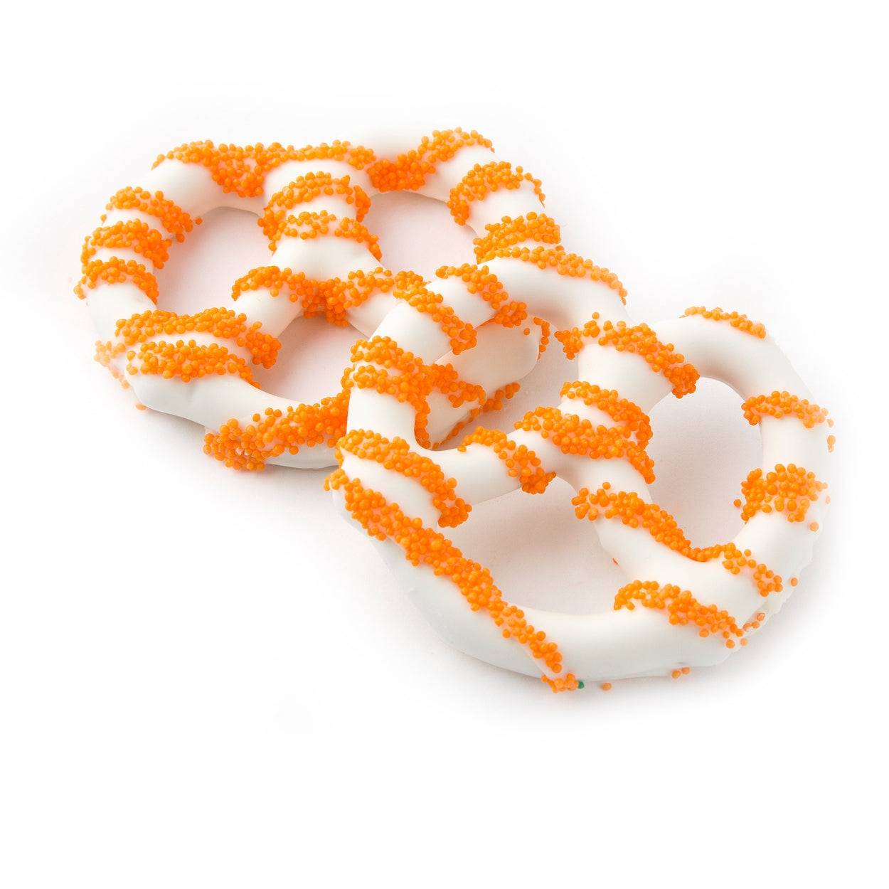 Chocolate Covered Pretzels with Orange Nonpareils - 96 Count