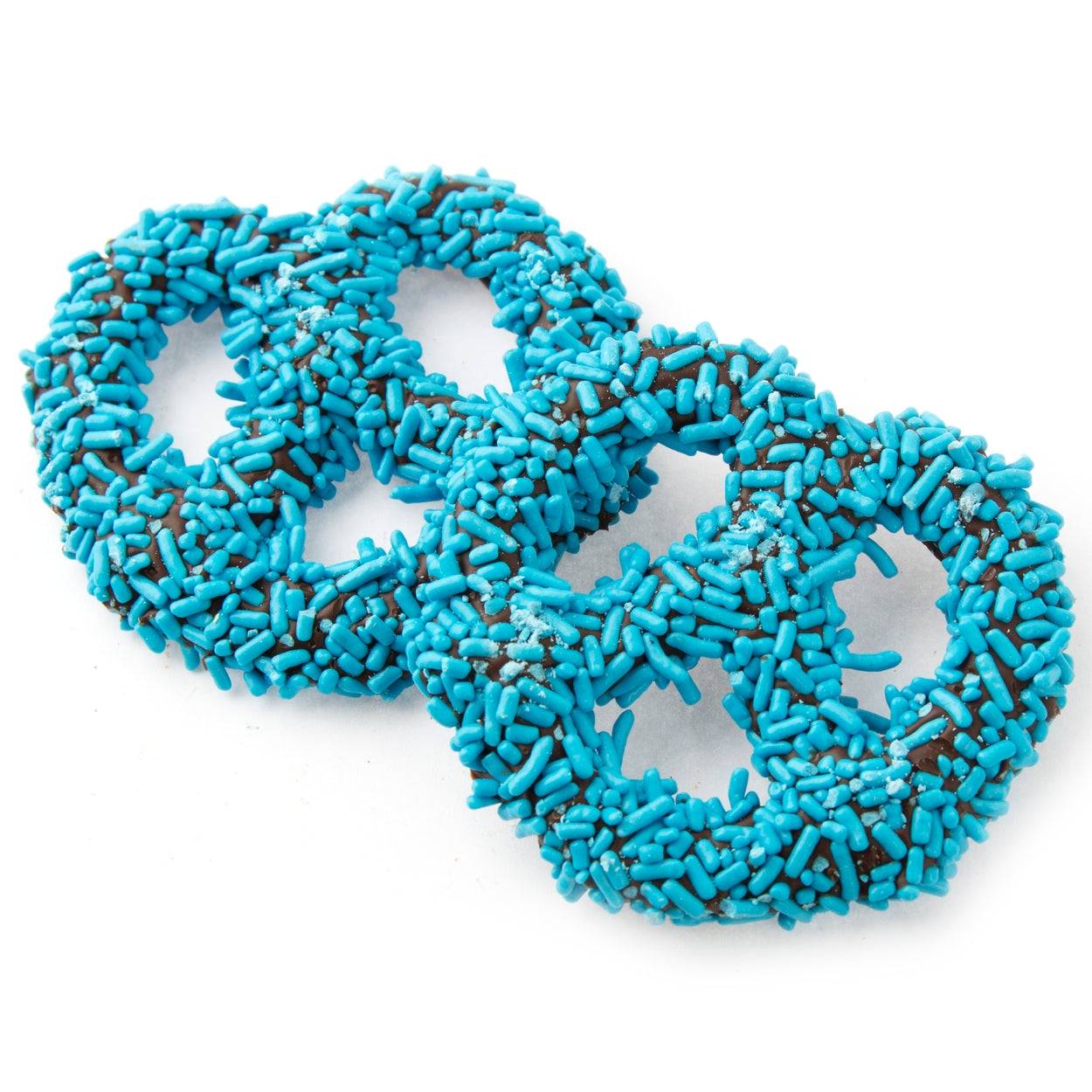 Chocolate Covered Pretzels with Blue Sprinkles - 96 Count