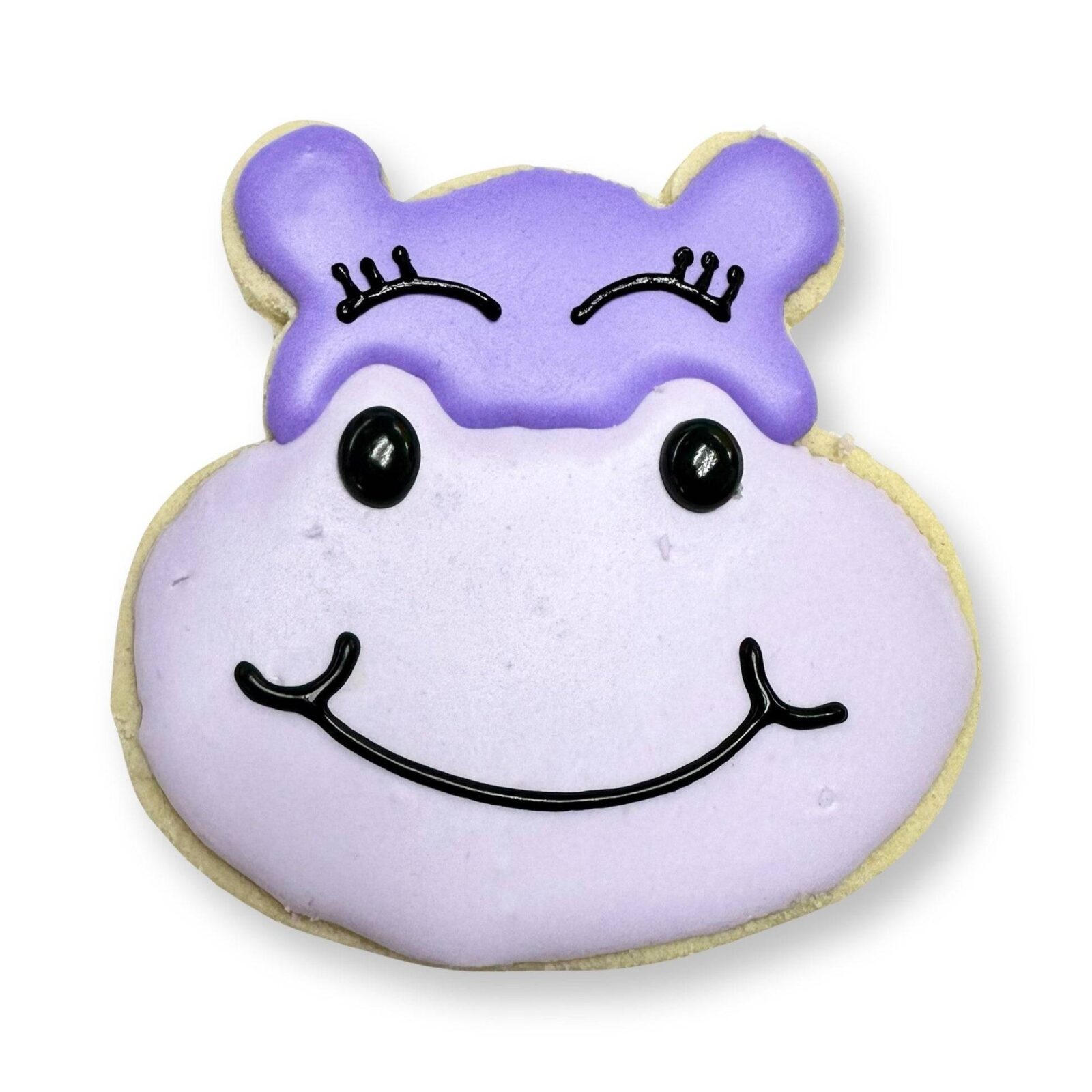 Purple Hippo Face Sugar Cookie- Single