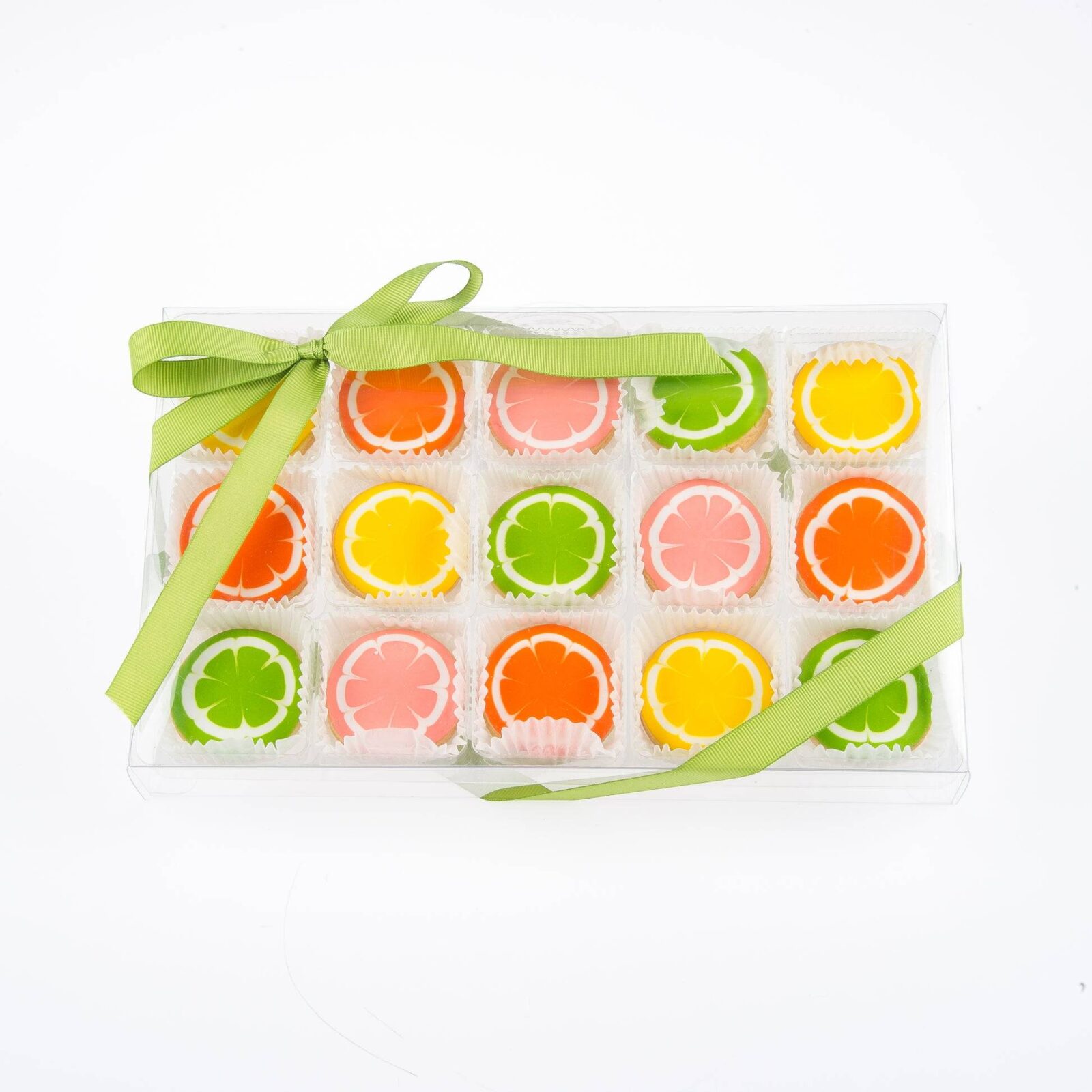Citrus Mini Iced Sugar Cookies -Clear Gift Box of 15 pc
