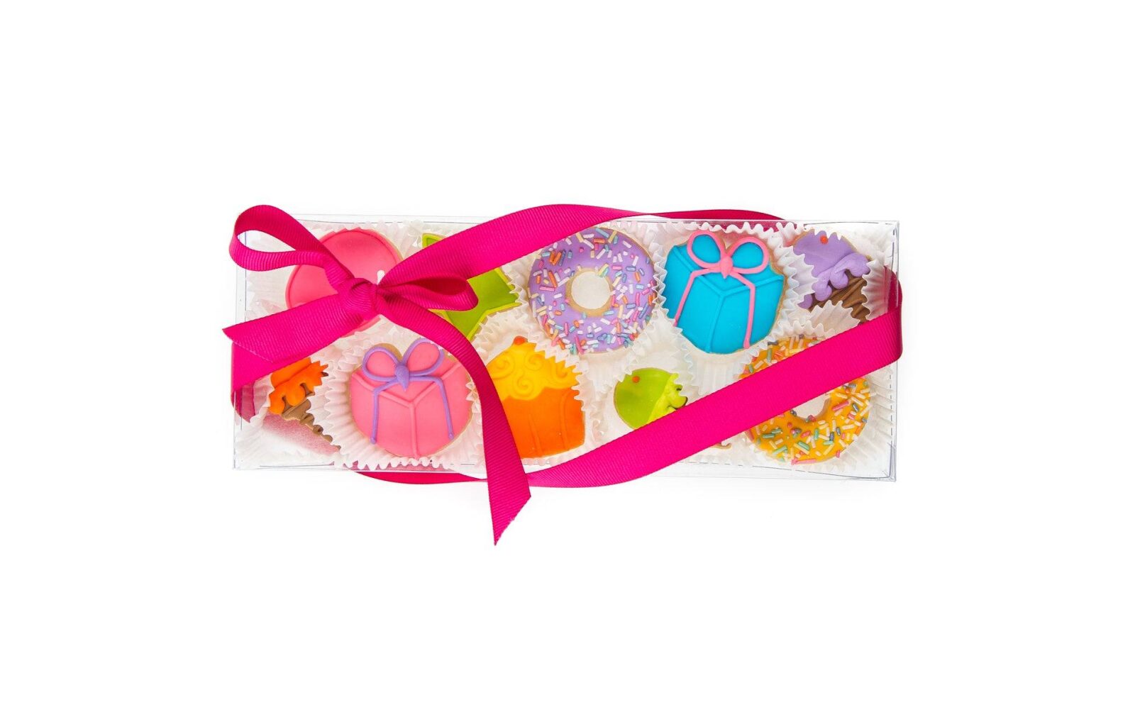 Sweet Celebration Mini Iced Sugar Cookies -Clear Gift Box of 10