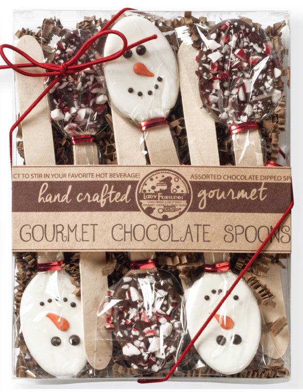 Set of 6 Snowman Stir Chocolate Spoons