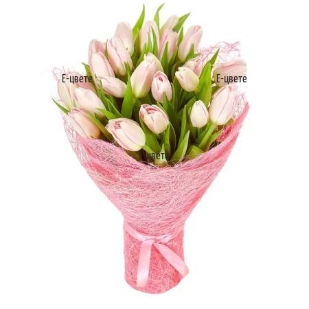 Bouquet of 25 pink tulips