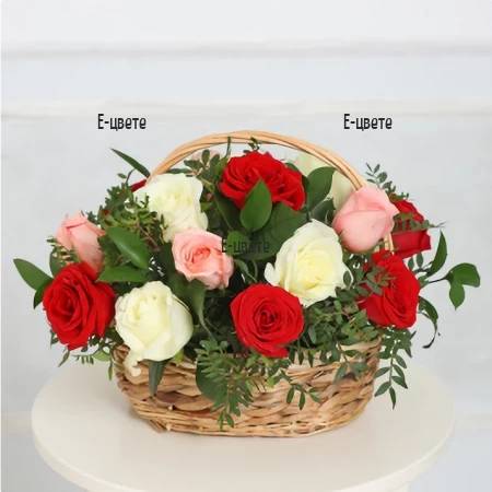 Basket with roses Harmony