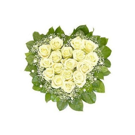 Heart of white roses