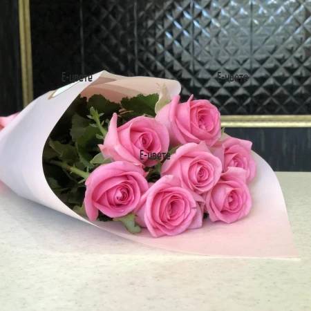 Bouquet of 7 pink roses