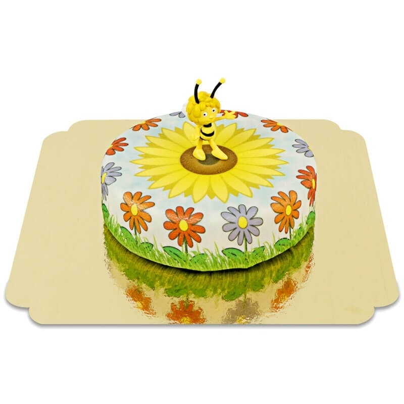 Bee Maja on sunflower cake (Small (18 cm(6-8 pieces)))