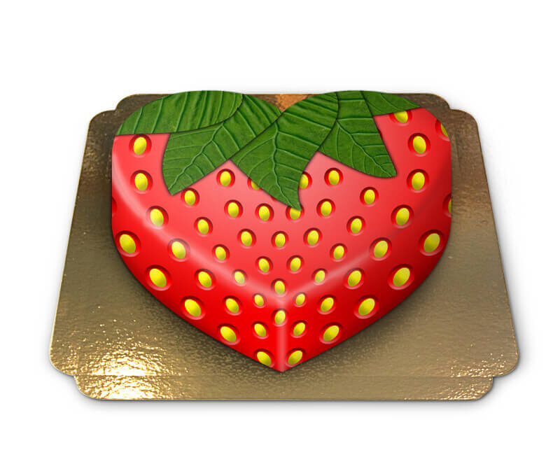 Heart-shaped strawberry cake (Medium ((25×24 cm) 15 pieces))