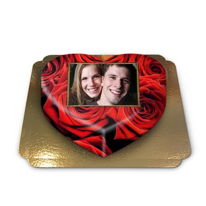 Heart-shaped photo cake