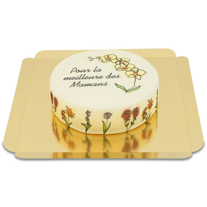 Floral cake "Beloved Mom" (Small (18 cm (6 pieces)))