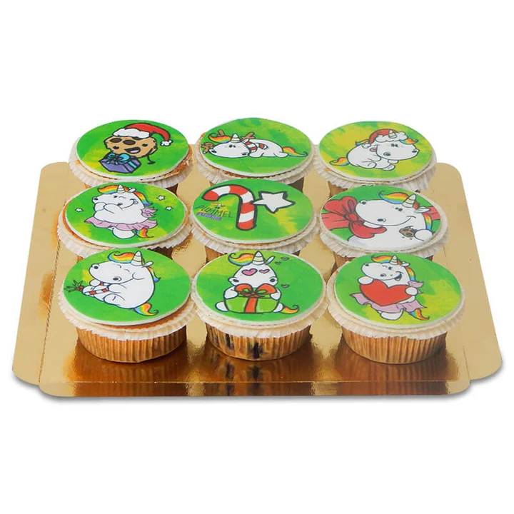 XMAS Chubby Unicorn Cupcakes - 9 pcs