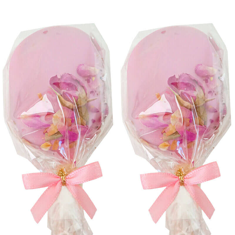 Pink Cake Popsicles with Rose Decoration (10 pcs)